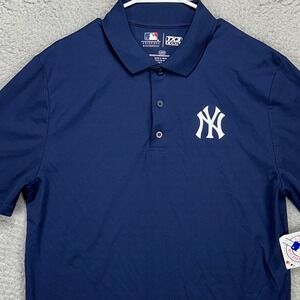 New York Yankees MLB Mens Polo Shirt Large Navy Blue Baseball Rugby TX3 Cool NEW